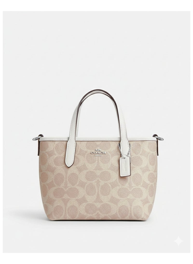 coachoutlet Coach Beige/White Leather Tote Handbag for Women – Elegant Everyday Shoulder Bag - Image 3